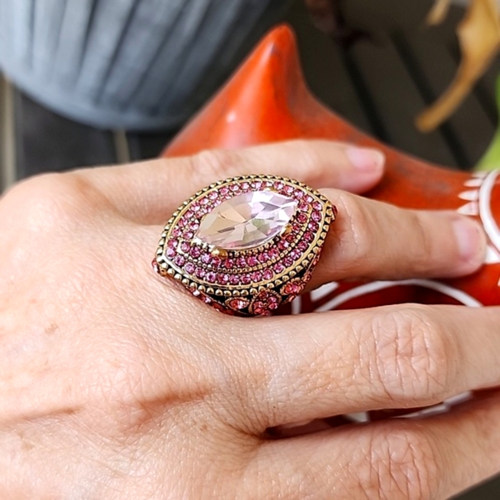 Dazzling Turkish style pink gemstone ring size 7